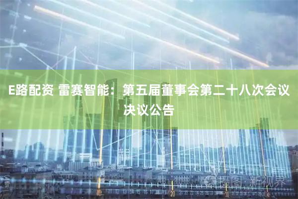 E路配资 雷赛智能：第五届董事会第二十八次会议决议公告